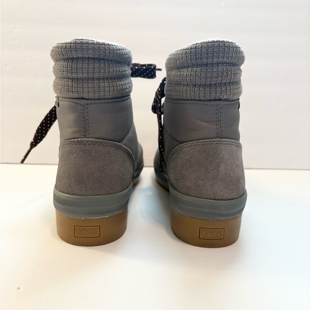 Keds Suede Snow Boots Gray Lace Up Thinsulate Fleece Lined Waterproof Polka Dot - Picture 6 of 8